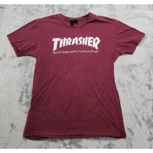 Vintage Y2K Thrasher Magazine Shirt Mens S Red Short Sleeve Skateboarding Retro